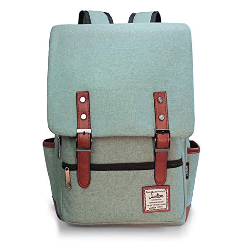 Junlion Vintage Laptop Backpack Gift for Women Men, School College Slim Backpack Fits 15.6 inch Macbook Green