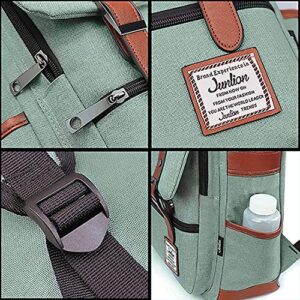 Junlion Vintage Laptop Backpack Gift for Women Men, School College Slim Backpack Fits 15.6 inch Macbook Green