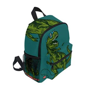 T-Rex Dinosaur Surfer Toddler Backpack Kindergarten Preschool Kids Bag for Boys Girls Age 3-7