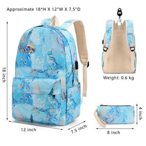 EZYCOK Laptop Backpack for Girls Women, Water Resistant School Bookbag Casual Daypack Travel Backpack with USB Charging Port