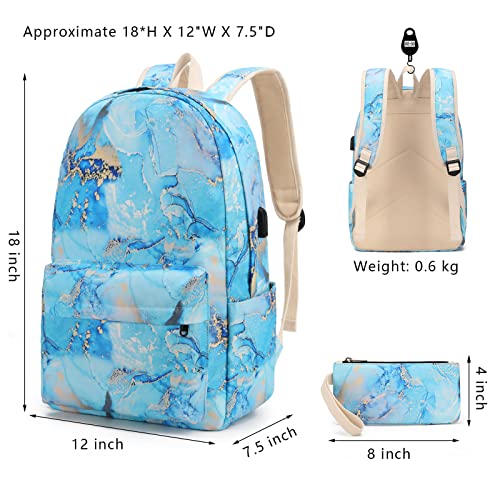 EZYCOK Laptop Backpack for Girls Women, Water Resistant School Bookbag Casual Daypack Travel Backpack with USB Charging Port