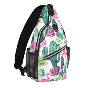 mosiso mini sling backpack,small hiking daypack pattern travel outdoor sports bag, cactus