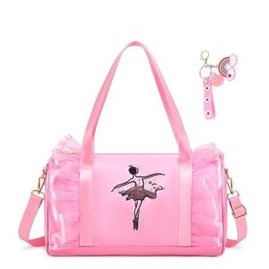 hiccupfish cute toddler ballet dance bag princess backpack pink shoulder bag for little girl (long mesh)