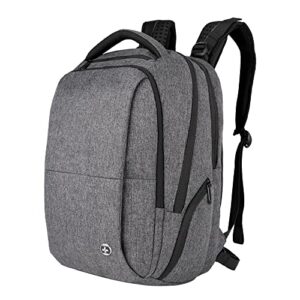 swissdigital design zion men's college business travel massaging backpack rfid protection pre-wired usb charging fits laptops up to 15.6", grey