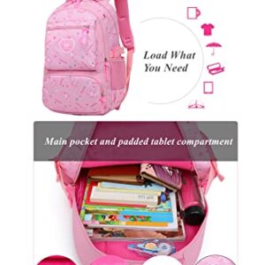 3Pcs Pretty Girls Elementary Bookbag Satchels for Primary Girls School Bag Backpack Set with Lunch Kits