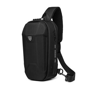 ozuko anti theft chest sling shoulder backpacks bags crossbody daypack waterproof chest bag with usb charging port (black)