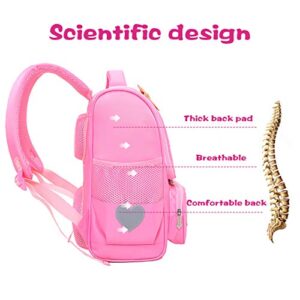 Proboths Cute Cat Face Girl's Bowknot School Backpack Kid's Bookbag Gift for Elementary Primary Student Pink