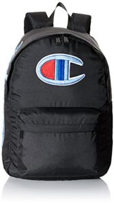 champion unisex adult backpacks, black/blue, one size us