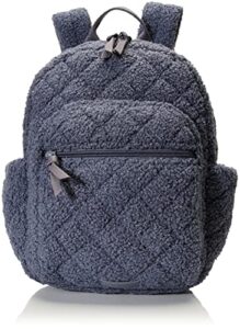 vera bradley women's teddy fleece sherpa small backpack, thunder blue, one size