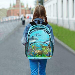 ALAZA Sea Turtle Coral Reef with Ship Wreck Travel Laptop Backpack College School Computer Bag for Boys Girls