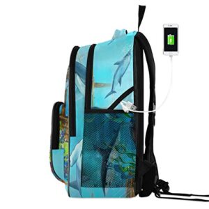 ALAZA Sea Turtle Coral Reef with Ship Wreck Travel Laptop Backpack College School Computer Bag for Boys Girls