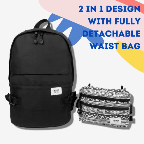 J World New York Deuce Backpack with Detachable Waist Bag, Tribal, 17.3 X 12.2 X 6.3 (H X W X D)