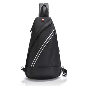 all4way sling backpack tablet - swiss design with fast usb charging - rfid anti theft travel biking bag (10.2, black)