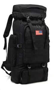 Összefut military tactical backpack 70l/80l large camping hiking backpack rucksack waterproof traveling daypack survival gear molle equipment black color