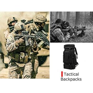 ÖSSZEFUT Military Tactical Backpack 70L/80L Large Camping Hiking Backpack Rucksack Waterproof Traveling Daypack Survival Gear Molle Equipment Black Color