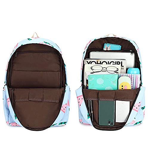 CAMTOP Backpack for Teen Girls&Boys Kids School Bookbag Lunch Box Set (Y0080-3/Light Blue Watermelon)