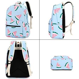 CAMTOP Backpack for Teen Girls&Boys Kids School Bookbag Lunch Box Set (Y0080-3/Light Blue Watermelon)