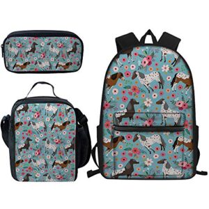 beauty collector animal flower horse school backpack set kid boys personalized book bags with lunch bag and pencil case for girls