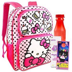 hello kitty backpack for girls kids toddlers ~ deluxe 16" hello kitty school bag bundle with water bottle, stickers, and more (hello kitty school supplies)