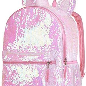 Wonderama Unicorn Backpack for Girls 4-6 - 16" Pink Unicorn Sequin Backpack with Reversible Sequins, 3D Ears and Horn | Unicorn School Supplies