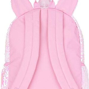 Wonderama Unicorn Backpack for Girls 4-6 - 16" Pink Unicorn Sequin Backpack with Reversible Sequins, 3D Ears and Horn | Unicorn School Supplies