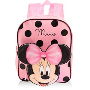 Disney Minnie Mouse Backpack for Toddlers ~ 12" Minnie Mouse School Bag with 3D Ears and Bow with Bookmark (Minnie Mouse School Supplies Bundle)