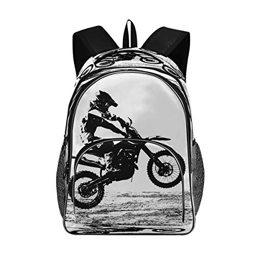 Blueangle Motocross Rider Printing Computer Backpack - Lightweight School Bag for Men Women Boys Girls Teens