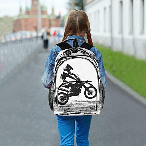 Blueangle Motocross Rider Printing Computer Backpack - Lightweight School Bag for Men Women Boys Girls Teens