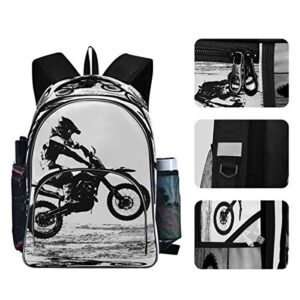 Blueangle Motocross Rider Printing Computer Backpack - Lightweight School Bag for Men Women Boys Girls Teens