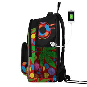 OREZI School Backpack for Girls Boys,African Girl With Headphones Bookbags Lightweight Laptop Travel Casual Daypack Rucksack for Student Teenagers kid's