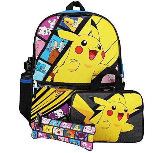 Pokemon Pikachu Anime Cartoon 4-Piece Backpack Accessories Set for boys