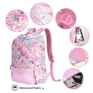 sphaiya Backpack for Girls,Girls Backpack With Lunch Box Cute Toddler Hiking Backpack Set Kindergarten Preschool Book Bag for Elementary Kid Pink