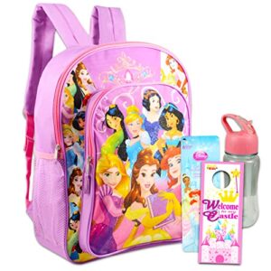 disney princess backpack for girls bundle ~ deluxe 16" princess school bag, water bottle, and more (disney princess school supplies)