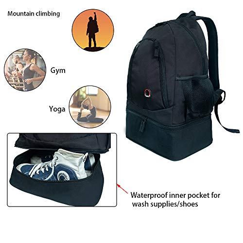 Caroo Gym Backpack with Shoe Compartment Fashion Water-Resistant Bag for Women Men Gym Yoga Outdoor Sport Hiking School Traval