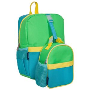 wildkin pack-it-all kids backpack bundle with clip-in lunch box (monster green)