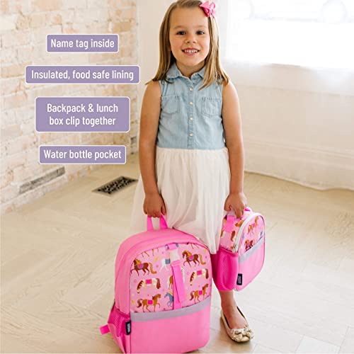 Wildkin Pack-it-All Kids Backpack Bundle with Clip-in Lunch Box (Horses)