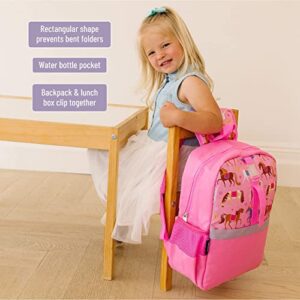 Wildkin Pack-it-All Kids Backpack Bundle with Clip-in Lunch Box (Horses)