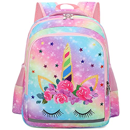 CAMTOP Backpack for Kids Girls School Backpack with Lunch Box Preschool Kindergarten BookBag Set (Y0058-2 Unicorn-Rainbow)