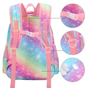 CAMTOP Backpack for Kids Girls School Backpack with Lunch Box Preschool Kindergarten BookBag Set (Y0058-2 Unicorn-Rainbow)