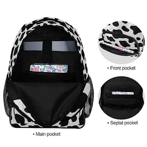 OREZI Fashion Backpack for Women Girl,Black And White Cow Print Schoolbag Backpack Bookbags Travel Bag Casual Daypack Rucksack for Student Teenagers kid's