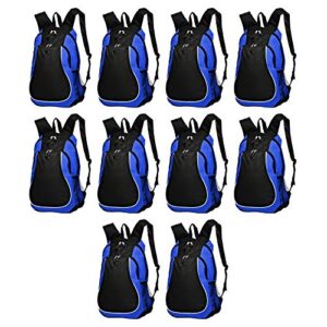 discount promos large sports backpack with mesh pockets set of 10, bulk pack - perfect for school, office, outdoor sports - blue