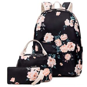 goodking floral canvas backpack for women teen girls school rucksack college bookbag lady travel backpack 14inch laptop bag
