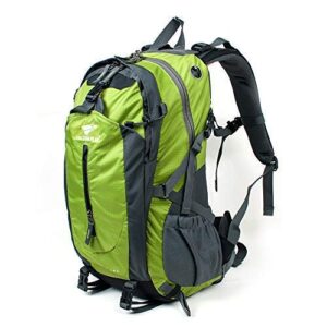 distrade 40l outer frame hiking backpack with rain cover,outdoor sport travel daypack for climbing camping touring，high-performance green