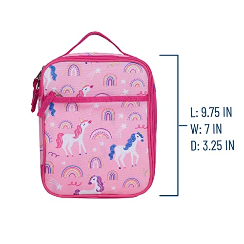 Wildkin Day2Day Kids Backpack Bundle with Lunch Box Bag (Rainbow Unicorns)