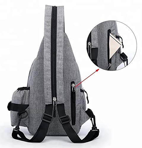 DOUBLE A IRON Sling Bag Crossbody Shoulder Multipurpose Casual Daypacks with Earphone Hole for Men Women - Gray