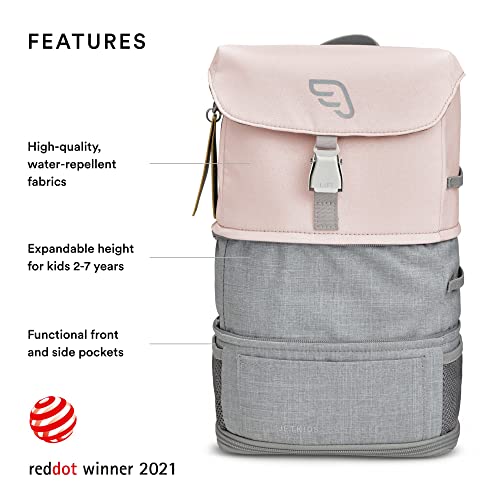 JetKids by Stokke Crew BackPack, Pink Lemonade - Kid’s Lightweight Expandable Bag - Great for School & Travel - Adjustable & Water-Resistant - Best for Ages 2-7