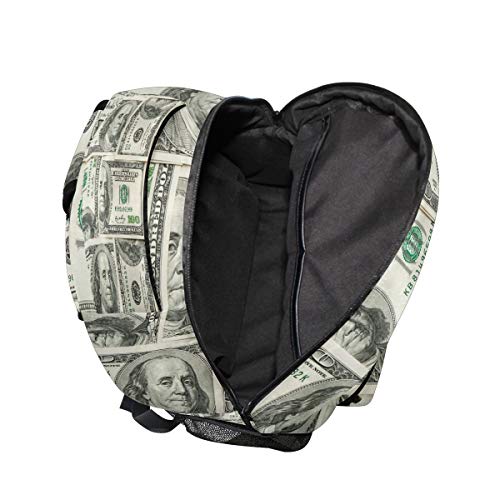 Backpack for Girls Kids Boys Teens Money Print Lightweight Durable Bookbag School Bag Laptop Bags Travel Hiking Camping Daypack