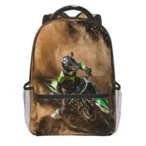 motocross dirt bike backpack for boys girls men, travel laptop casual college daypack back to school bag one size