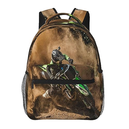 Motocross Dirt Bike Backpack for Boys Girls Men, Travel Laptop Casual College Daypack Back to School Bag One Size