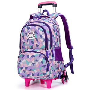 girls rolling backpack kids backpack with wheels for middle school trolley luggage